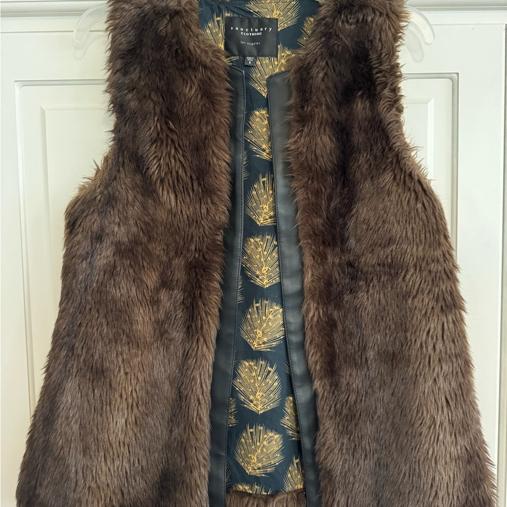 Sanctuary size S Brown Faux Fur Vest